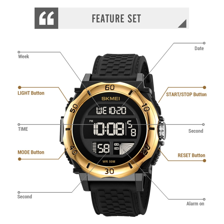 SKMEI 2099 Multifunctional Men Outdoor 50M Waterproof Luminous Digital Wrist Watch