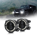 Y4 4 inch 1 Pair Light Guide Dual Lens Fog Light, For Jeep Wrangler JK 2 Door 2007-2015