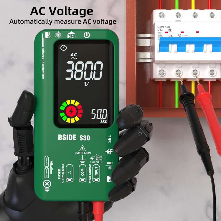 BSIDE S30 Smart Color Screen Infrared Temperature Measurement Multimeter, S30 (Green), S30 (Red), S30 (Black)