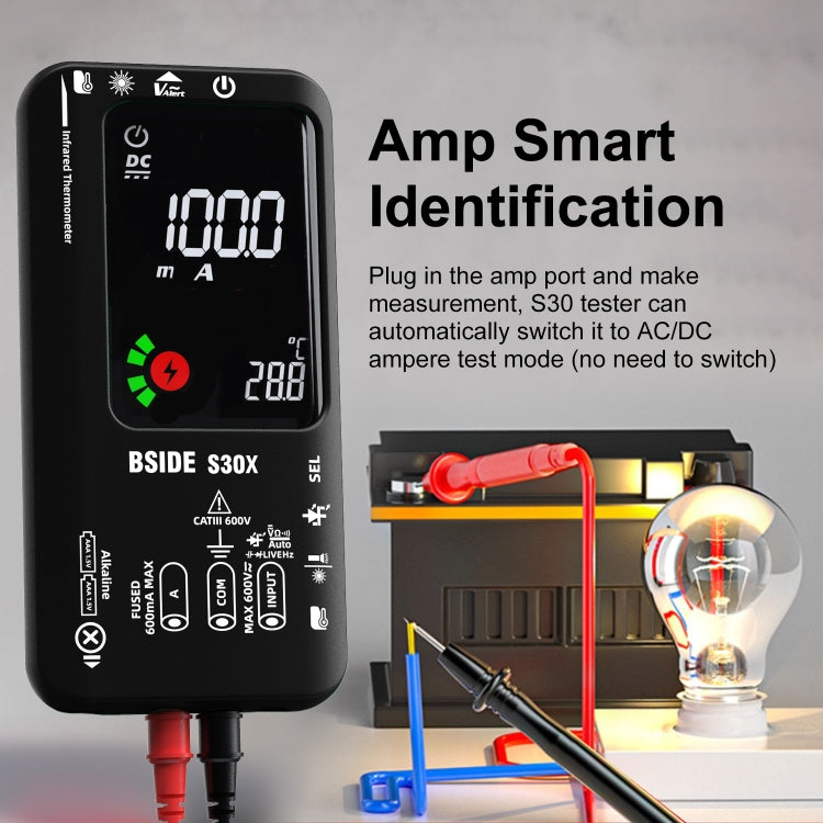 BSIDE S30X Smart Color Screen Infrared Temperature Measurement Multimeter, S30X (Black)