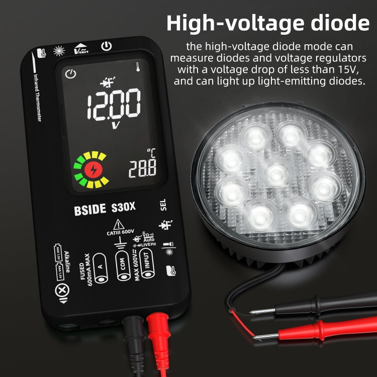 BSIDE S30X Smart Color Screen Infrared Temperature Measurement Multimeter, S30X (Black)