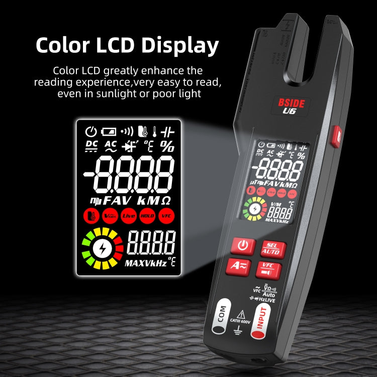 BSIDE U6 AC/DC Clamp-on Infrared Temperature Measurement Multimeter, U6