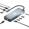 BYL-2309 Type-C to HDMI 4K 60Hz + DP HD + VGA + RJ47 + USB3.2 + Audio 3.5mm + PD100W + SD + TF Docking Station HUB, BYL-2309