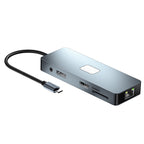 BYL-2309 Type-C to HDMI 4K 60Hz + DP HD + VGA + RJ47 + USB3.2 + Audio 3.5mm + PD100W + SD + TF Docking Station HUB, BYL-2309