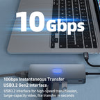 BYL-2309 Type-C to HDMI 4K 60Hz + DP HD + VGA + RJ47 + USB3.2 + Audio 3.5mm + PD100W + SD + TF Docking Station HUB, BYL-2309