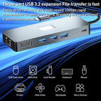 BYL-2309 Type-C to HDMI 4K 60Hz + DP HD + VGA + RJ47 + USB3.2 + Audio 3.5mm + PD100W + SD + TF Docking Station HUB, BYL-2309