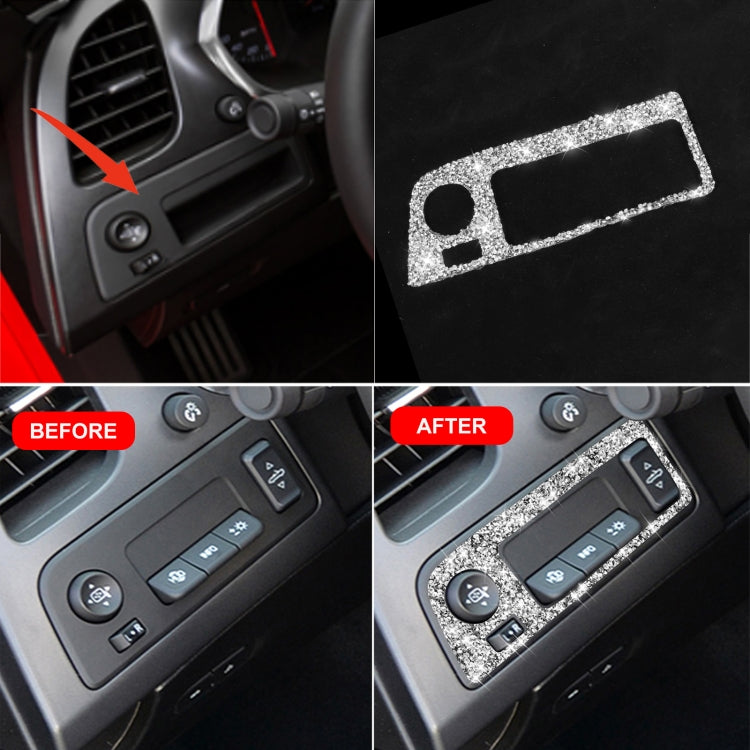 For Chevrolet Corvette C7 2014-2019 Car Headlight Switch Frame Diamond Decorative Sticker, Left Drive, Headlight Switch Frame