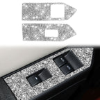 3pcs Car Window Glass Lifter Panel Diamond Decoration Sticker, Left Hand Drive, Window Glass Lifter Panel