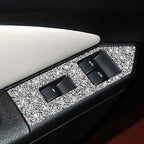 3pcs Car Window Glass Lifter Panel Diamond Decoration Sticker, Left Hand Drive, Window Glass Lifter Panel