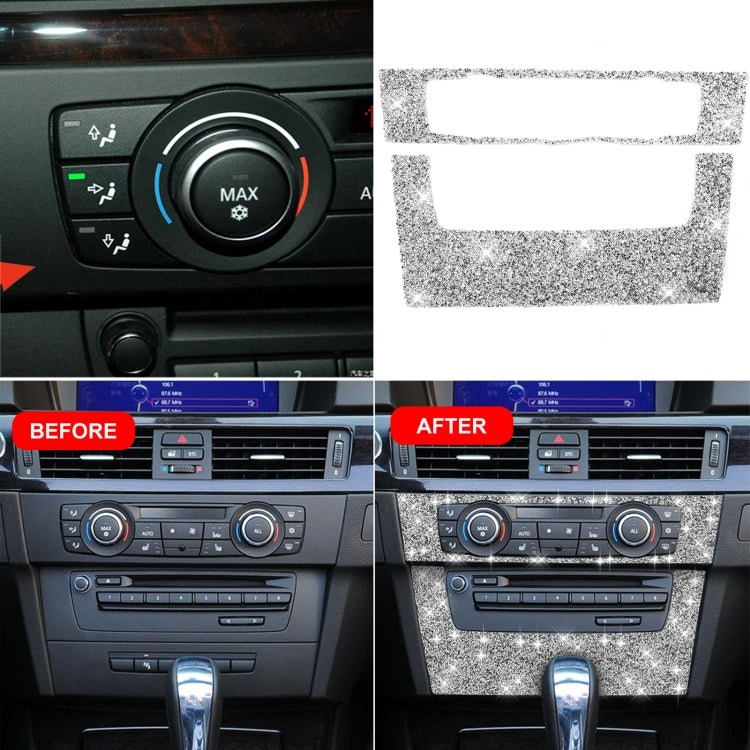 For BMW 3 Series E90 / E92 2005-2012 Car Aircondition CD Control Panel Premium Diamond Decorative Sticker, Aircondition Control Panel Premium B