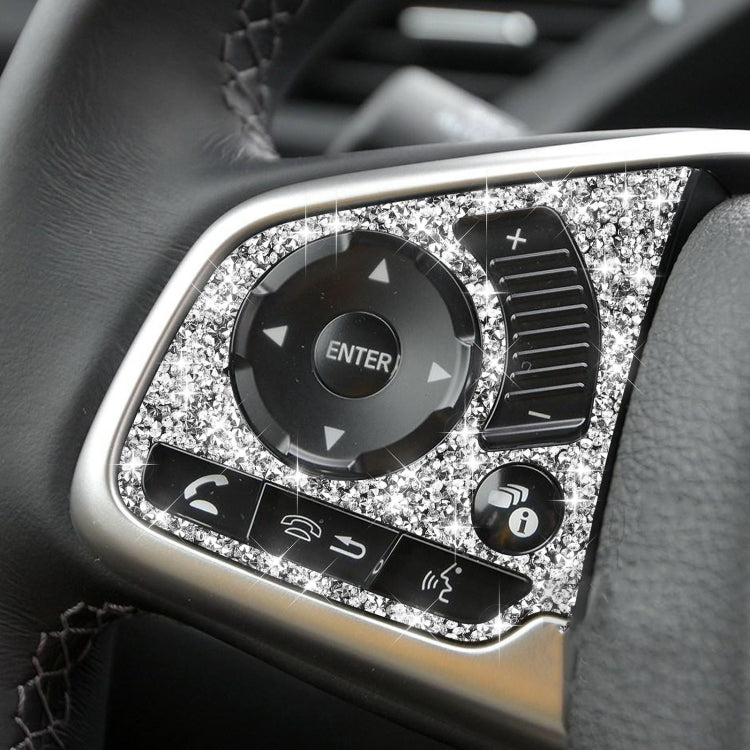For Honda Civic 2016-2019 Car Steering Wheel Buttons High Configuration Diamond Decorative Sticker, Left and Right Drive, Steering Wheel Buttons High Configuration