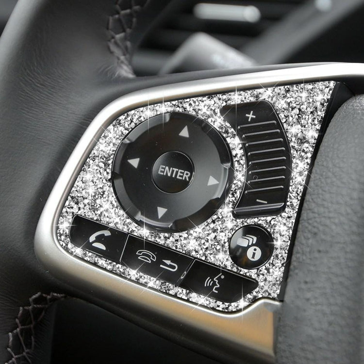 For Honda Civic 2016-2019 Car Steering Wheel Buttons Middle Configuration Diamond Decorative Sticker, Left and Right Drive, Steering Wheel Buttons Middle Configuration