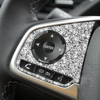 For Honda Civic 2016-2019 Car Steering Wheel Buttons Low Configuration Diamond Decorative Sticker, Left and Right Drive, Steering Wheel Buttons Low Configuration