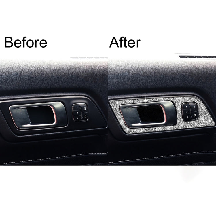 2pcs Car Door Inner Handle Panel Diamond Decoration Sticker, Left Drive, 2pcs Door Inner Handle Panel