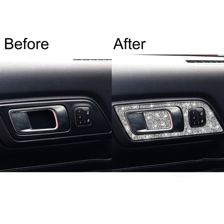 4pcs Car Door Inner Handle Panel Diamond Decoration Sticker, Left Drive, Door Inner Handle Panel, Left Drive