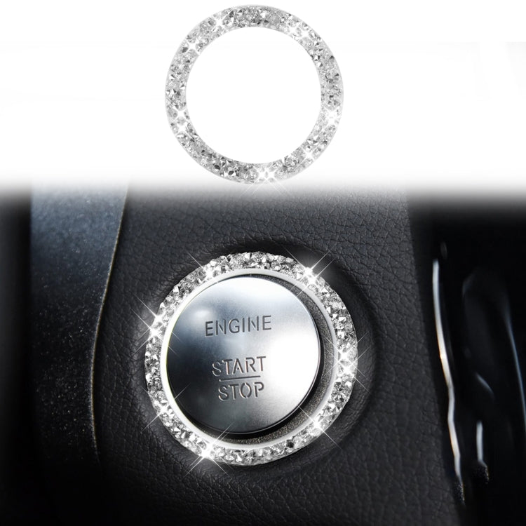 Car One-Click Start Ring Diamond Decoration Sticker, Left and Right Drive, One-Click Start Ring