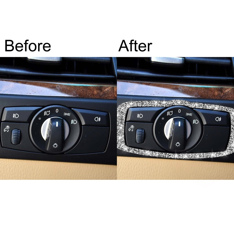 For BMW X5 E70 / X6 E71 2008-2013 Car Headlight Switch Frame Diamond Decoration Sticker, Headlight Switch Frame
