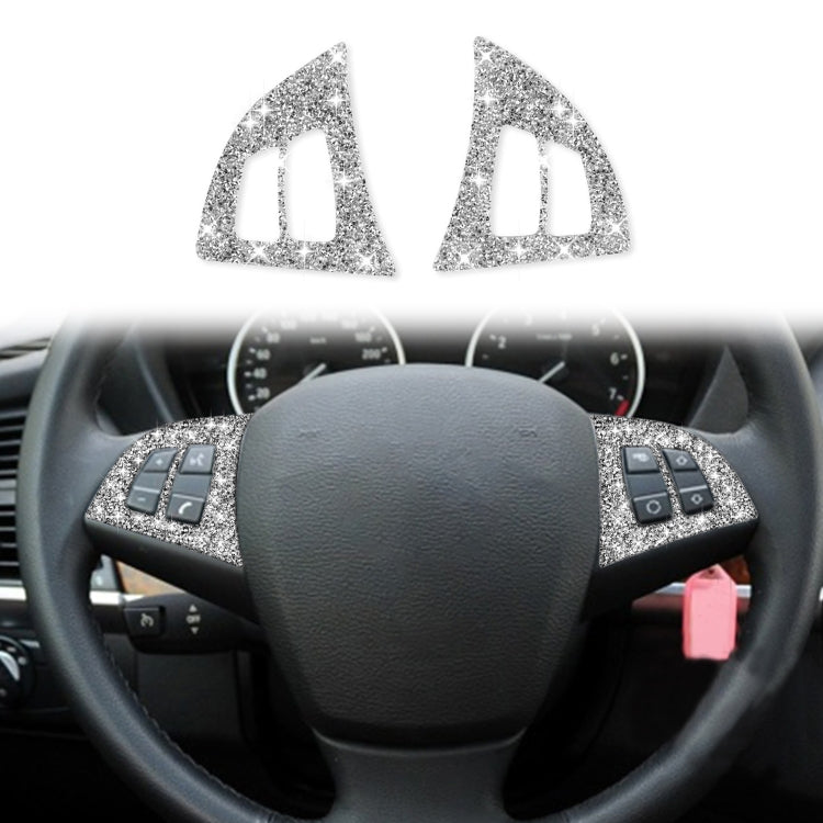 For BMW X5 E70 2008-2013 2pcs Car Steering Wheel Buttons Diamond Decoration Sticker, Steering Wheel Buttons