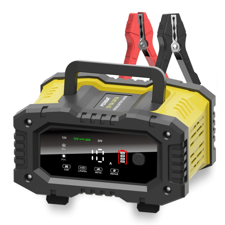 FOXSUR 12V / 24V 10A Portable Motorcycle Car Smart Battery Charger, 10A