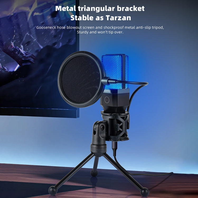Yanmai X1R E-Sports Gaming Desktop Microphone with RGB Light & Blowout Net, X1R