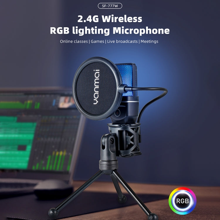 Yanmai SF-777W 2.4G Wireless Gaming Desktop Microphone with RGB Light & Blowout Net, SF-777W