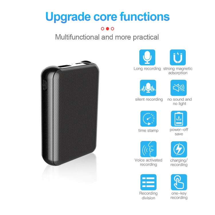 JNN Q75 Magnetic Power Bank Smart Voice Recorder, 4GB, 8GB, 16GB, 32GB, 64GB
