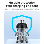 USAMS US-CC206 C38 PD30W USB + Type-C Dual Port Fast Charging Aluminum Alloy Car Charger