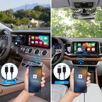 USB + USB-C / Type-C Wired to Wireless Carplay Adapter, Black Box