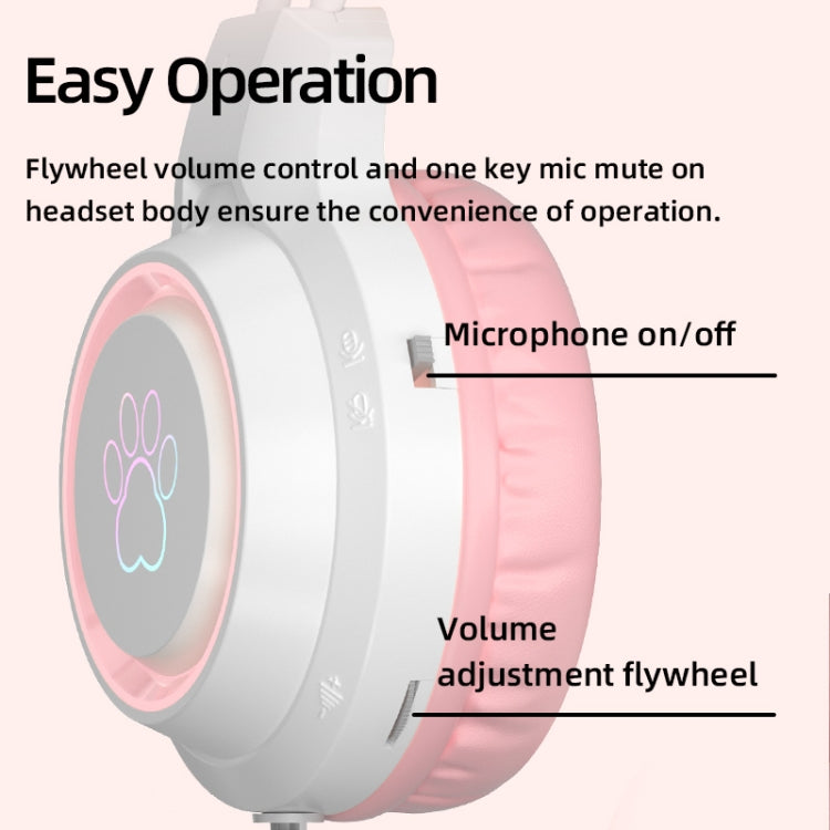 G35 Cute Cat RGB Head-mounted Wired Gaming Earphone
