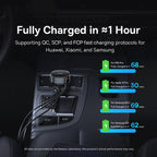 Baseus Tuxiang Pro 60W 3 in 1 USB+8 Pin+Type-C Interface Car Charger, USB+8 Pin+Type-C