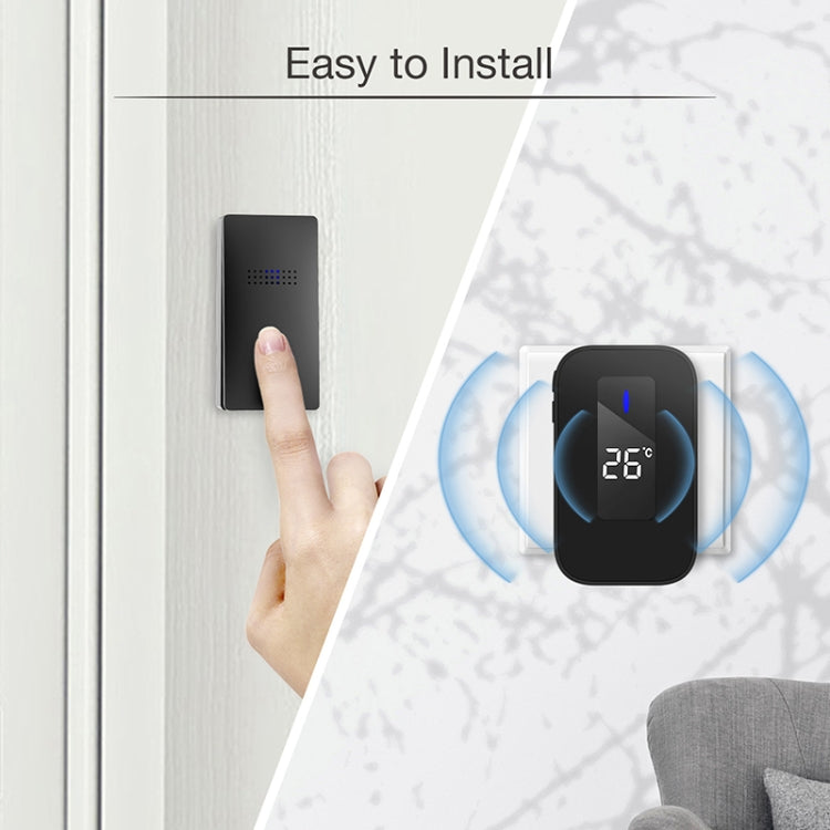 C303B One to Two Home Wireless Doorbell Temperature Digital Display Remote Control Elderly Pager, US Plug, UK Plug, EU Plug
