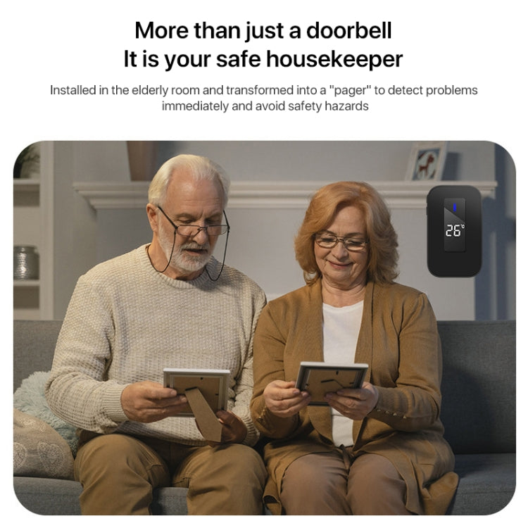 C303B One to Two Home Wireless Doorbell Temperature Digital Display Remote Control Elderly Pager, US Plug, UK Plug, EU Plug