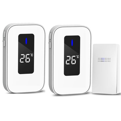 C303B One to Two Home Wireless Doorbell Temperature Digital Display Remote Control Elderly Pager, US Plug, UK Plug, EU Plug