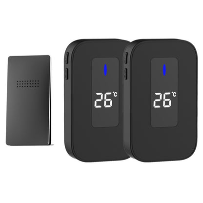 C303B One to Two Home Wireless Doorbell Temperature Digital Display Remote Control Elderly Pager, US Plug, UK Plug, EU Plug