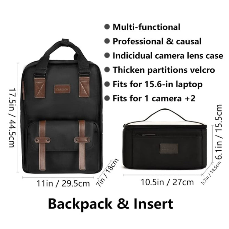 Cwatcun D78 Camera Laptop Backpack Bag, With Detachable Insert Camera Case