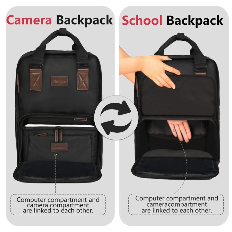 Cwatcun D78 Camera Laptop Backpack Bag, With Detachable Insert Camera Case