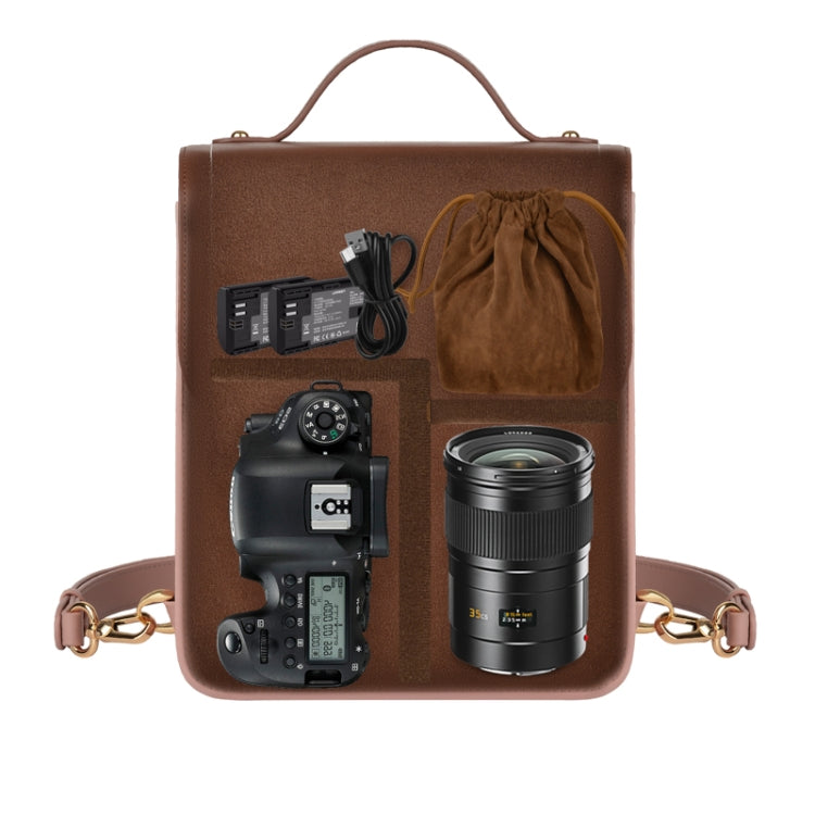 Cwatcun D81 Retro Camera Crossbody Bag Vintage PU Leather Waterproof Camera Handbag