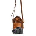 Cwatcun D82 Bundle Drawstring Lens Bag PU Crossbody Camera Bag