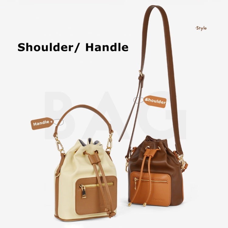 Cwatcun D82 Bundle Drawstring Lens Bag PU Crossbody Camera Bag