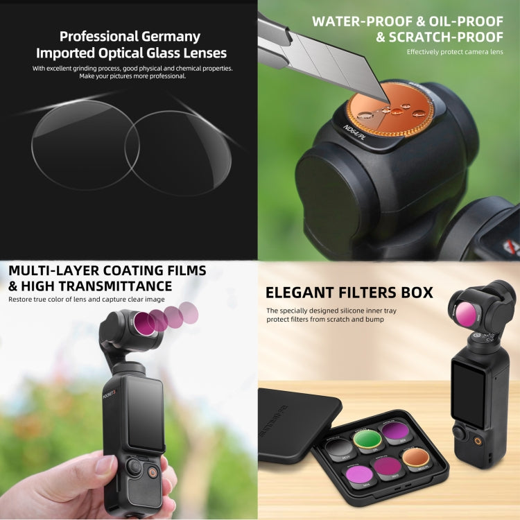 For DJI OSMO Pocket 3 Sunnylife Camera Lens Magnetic Metal Filter, MCUV, ND8, ND16, ND32, ND64, ND256, ND8PL, ND16PL, ND32PL, ND64PL, CPL, 3 in 1 CPL ND8/16, 3 in 1 ND16/64/256, 4 in 1 ND8/16/32/64, 4 in 1 ND8/16/32/64PL, 4 in 1 MCUV CPL ND32/64       ...