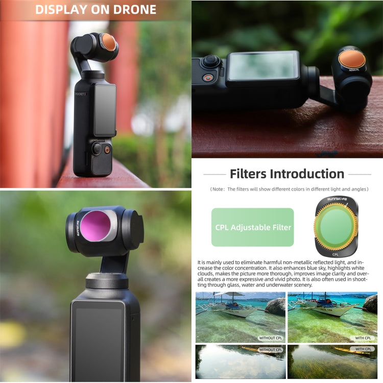 For DJI OSMO Pocket 3 Sunnylife Camera Lens Magnetic Metal Filter, MCUV, ND8, ND16, ND32, ND64, ND256, ND8PL, ND16PL, ND32PL, ND64PL, CPL, 3 in 1 CPL ND8/16, 3 in 1 ND16/64/256, 4 in 1 ND8/16/32/64, 4 in 1 ND8/16/32/64PL, 4 in 1 MCUV CPL ND32/64       ...