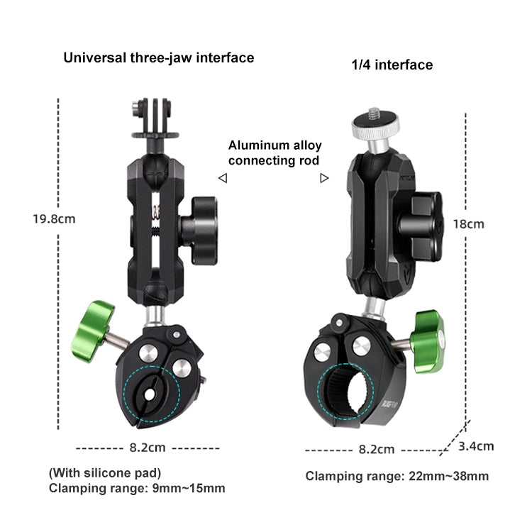 RUIGPRO Crab Clamp Action Camera Bracket, 1/4 Ball Head Mount, 1/4 Ball Head Mount with Rod, 3-claw Ball Head Mount, 3-claw Ball Head Mount with Rod, Dual-Head Crab, Dual-Head Crab with Selfie Stick, 1/4 Ball Head Dual-Head Crab with Selfie Stick      ...
