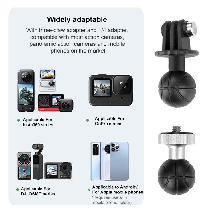 RUIGPRO Crab Clamp Action Camera Bracket, 1/4 Ball Head Mount, 1/4 Ball Head Mount with Rod, 3-claw Ball Head Mount, 3-claw Ball Head Mount with Rod, Dual-Head Crab, Dual-Head Crab with Selfie Stick, 1/4 Ball Head Dual-Head Crab with Selfie Stick      ...