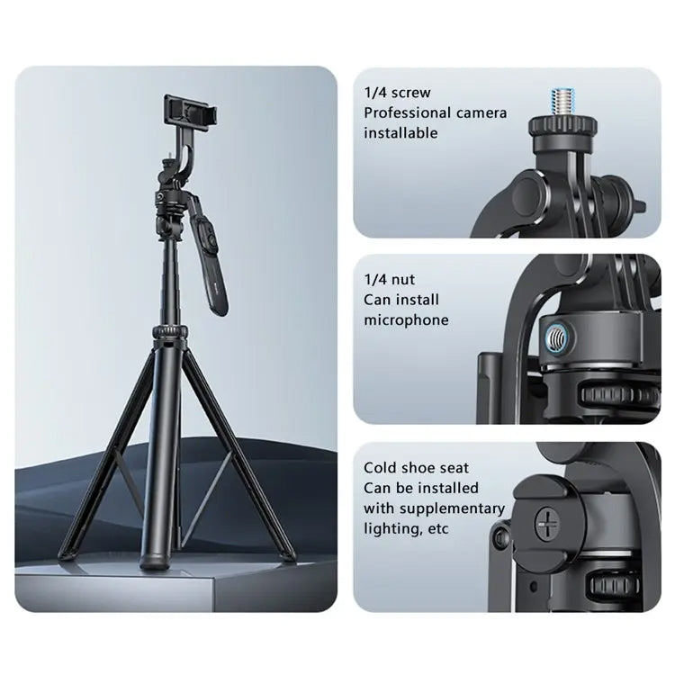 YESIDO SF17 Multifunctional Retractable Metal Tripod Stand Selfie Stick for Cell Phones Camera, SF17