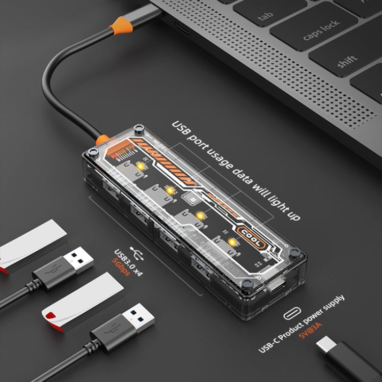 SW4U-A 5 in 1 USB to Type-C + 4 x USB3.0 HUB Docking Station, SW4U-A