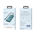Onten M206 4K 60Hz 4 in 1 Type-C to Dual HDMI + VGA + 3.5mm Video Converter Adapter, M206