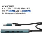 Onten UCA9703 4 in 2 USB 3.0 + Type-C to 3 Type-C + USB HUB Docking Station, UCA9703S, UCA9703