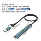 Onten UCA9703 4 in 2 USB 3.0 + Type-C to 3 Type-C + USB HUB Docking Station, UCA9703S, UCA9703