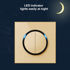 86mm Round LED Tempered Glass Switch Panel, Gold Round Glass, One Open Dual Control, Two Billing Control, Two Open Dual Control, Three Billing Control, Three Open Dual Control, Four Billing Control, Four Open Dual Control, One Open Multiple Control    ...
