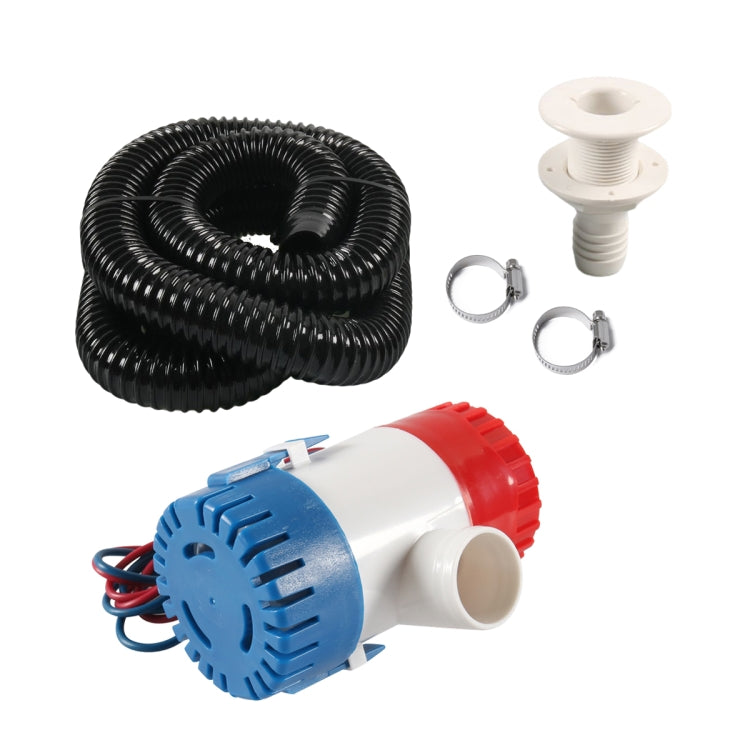 12V-1100GPH Boat / RV Bilge Sump Water Pump with Black Drain Pipe, with Black Drain Pipe